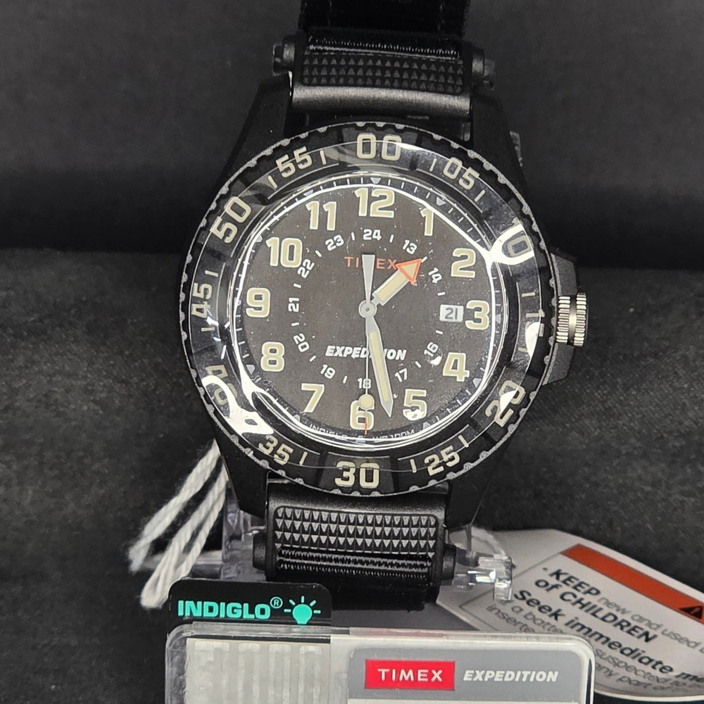 Timex Expedition Watch‎ Mens OS Black Indiglo Fabric Strap Rugged Outdoor